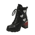 thumbnail image 2 of Wavsuf Cowgirl Boots for Girls Winter with High Heel Short Ankle-High Printed Black Shoes Size 42, 2 of 6
