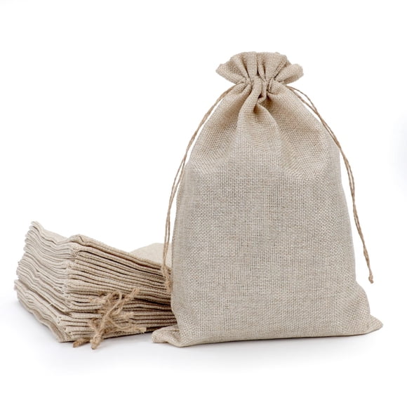Tapleap Sacs en Toile de Jute avec Cordon, 8"x12 Pouces Sac en Toile de Jute (Lot de 20) pour Emballer les Cadeaux de l'Action de Grâce et de Noël, Cadeaux, Anniversaire, Mariage, Fête Ou Usage Domestique