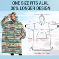thumbnail image 4 of Oversized Wearable Blanket Hoodie,Colorful Dinosaurs Stripe Pattern Sherpa Blanket Hoodie with Super Pockets,Super Warm Fuzzy Pullover for Women & Men, 4 of 6