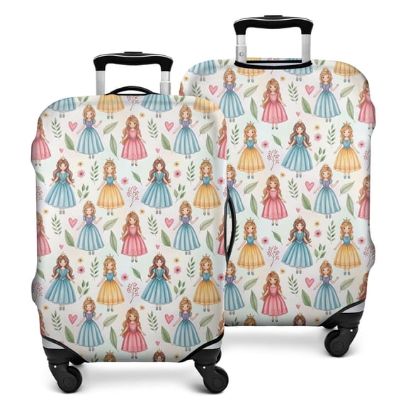 White Princess & Leaf Pattern Luggage Cover Fashion Suitcase Cover Baggage Covers Fit 25-28 Inch Luggage (Go Travel)