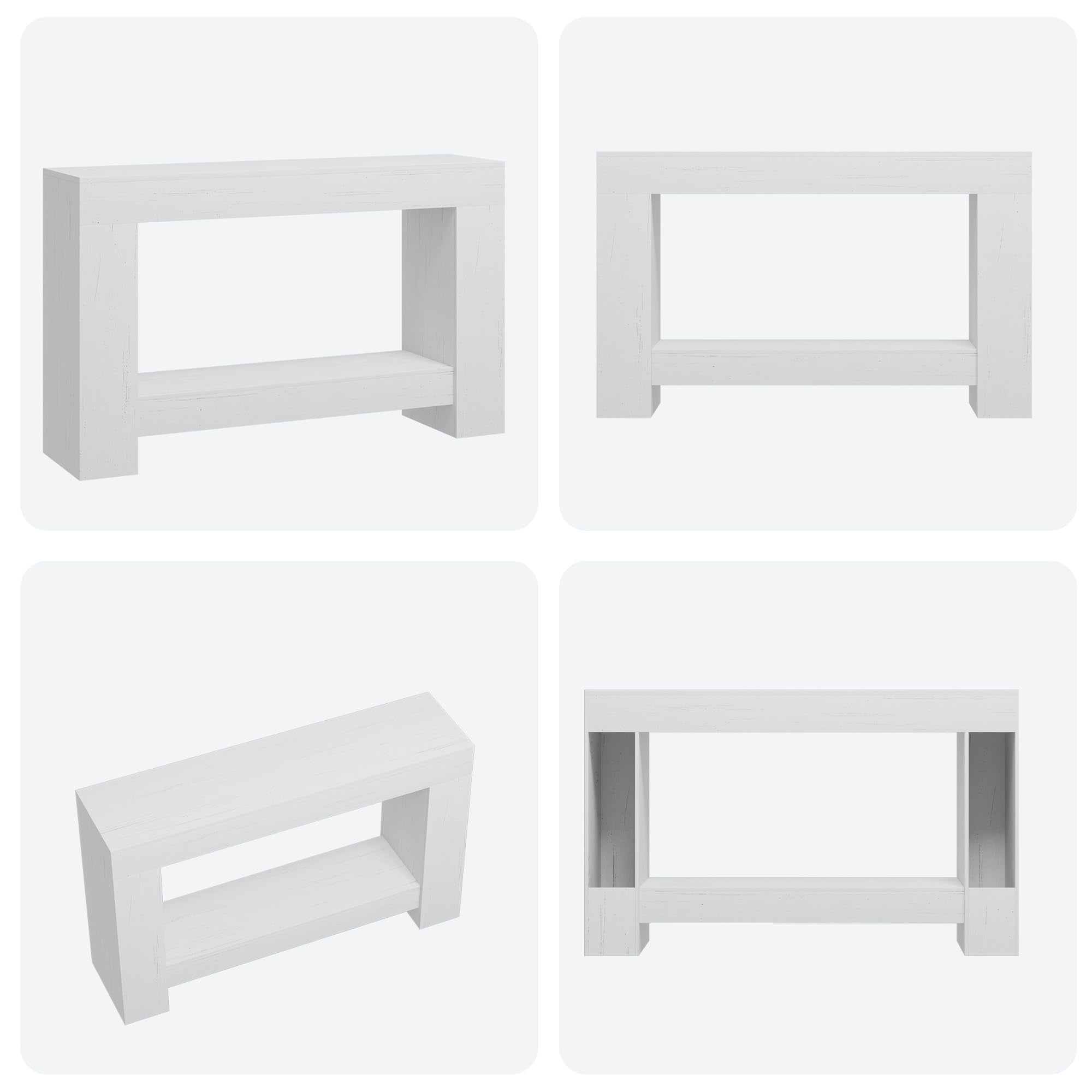 Farmhouse Console Table with Storage, 47 Inch Wide 2-Tier Sofa Table, Entryway Table for Living Room, Hallway, or Foyer