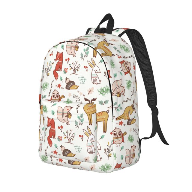 Disketp Cute Little Animals print Canvas Backpack Lightweight Travel Daypack Student Rucksack Laptop Backpack-
