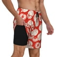 thumbnail image 2 of Naloa Tomatoes Print Men Swim Trunks with Compression Liner ,Board Shorts,Men's Swim Shorts with Drawstring and Elastic Waistband-Small, 2 of 6