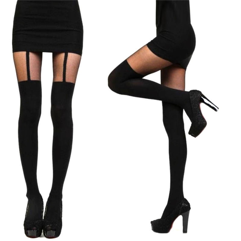 Fashion Women Temptation Sheer Mock Suspender Tights Pantyhose Stockings. 