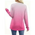 thumbnail image 3 of Long Sleeve Shirts for Women Color Block Gradient Tops Casual Crewneck Basic Tees Spring Fall Fashion Outfits, 3 of 6
