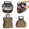 thumbnail image 2 of Brown and Beige Leopard Print Drawstring Insulated Lunch Bag for Women, Stain-Resistant Large Lunch Tote with Multi-Pockets for Work Office, 2 of 6