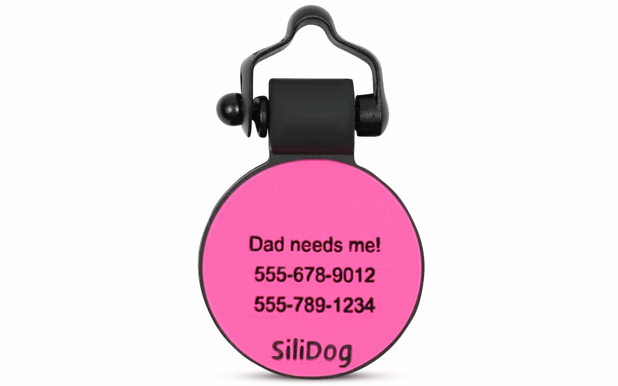 SiliDog 100% Silicone Pet Tags Pink Circle