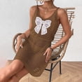 thumbnail image 6 of BOBOGOJP Womens Swimsuit Cover Up 2026 Summer Bathing Suit Cover ups Hollow Out Slit Bikini Cover Up Crochet Beach Dress Coffee for Size S, 6 of 7