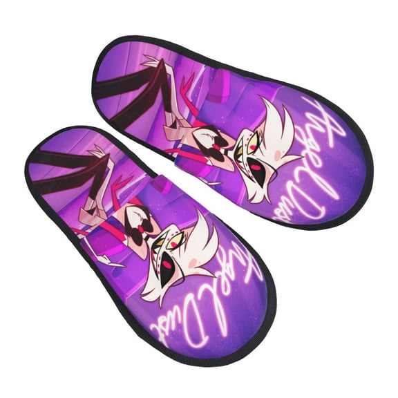 Hazbin Hotel Furry Slippers For Men Women Fuzzy House Slippers Winter Anti-Slip Indoor And Outdoor Slip On Shoes Medium