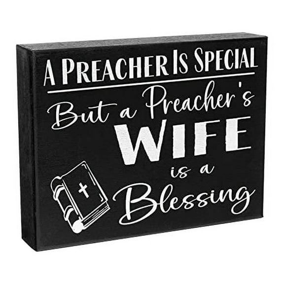 JennyGems Preacher's Wife Appreciation Gifts, Gift for Preacher's Wife, Preacher's Wife Gift, Pastor Appreciation Gifts, Christian Gifts for Women, Religious Gifts for Women Wood Sign (Preacher Wife)