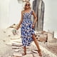 thumbnail image 5 of Vestido bohemio de verano para mujer de Tobrief, con tirantes finos, escote cuadrado, volantes y vaporoso, vestido largo playero, 5 of 7