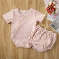 thumbnail image 1 of 2PCS Infant Toddler Baby Boy Girl Summer Outfits Tops Shirt+Drawstring Shorts Clothes Set Age For 0-18M, 1 of 5