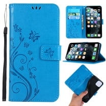 iPhone 11 Pro Max 6.5" Case Wallet, Allytech PU Leather Slim Lightweight Shockproof Cards Holder Full Protection Folio Flip Shell Anti-slip Hand Strap Covers for Apple iPhone 11 Pro Max,Blue
