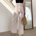 thumbnail image 7 of cfhntfmh Wide Leg Pants for Women Trendy High Waist Cotton Linen Wrap Pants Lounge Side Knot Flowy Palazzo Pants, 7 of 7