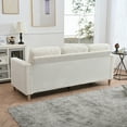 thumbnail image 3 of 79" Three-Seater Sofa, Modern Fabric Large Sofa Furniture, Upholstered Couch with Solid Wood Legs and Wide Armrest for Bedroom, Apartment, Home, Office, Living Room, Beige, 3 of 9