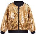 thumbnail image 4 of Jalioing Kids Sequin Jacket Sparkly Long Sleeve Zip Up Performance Jacket Boys Girls Shiny Dance Party Outerwear, 4 of 5