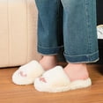 thumbnail image 5 of XUNKUSGA Women's Fuzzy Slippers with Memory Foam Classic Solid Color Open Toe House Slippers Cozy Plush Non-Slip Slippers for Women Winter Warm Shoes White 5.5, 5 of 6
