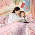 thumbnail image 5 of Manfei Modern Animals 7pcs Queen Bedding,Happy Christmas Bedding Comforter Set Queen,Pink Reversible, 5 of 7