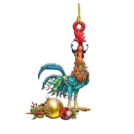 

Dtydtpe christmas decorations Amazing Christmas Chicken Acrylic Flat Pendant Christmas Day Decoration Pendant Christmas Home Car Backpack Pendant Pendant Gift christmas ornaments
