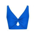 thumbnail image 4 of PMVFHDE Women's Cropped Tankini Swimsuit Set Adjustable Bikini Top with Padded Knot Cut Out Design Beach Swimwear Dark Blue,M, 4 of 4