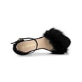 thumbnail image 4 of BLISSFUL STEP Women's Faux Fur Ankle Strap Block Heel Open Toe Sandals Black 9, 4 of 8