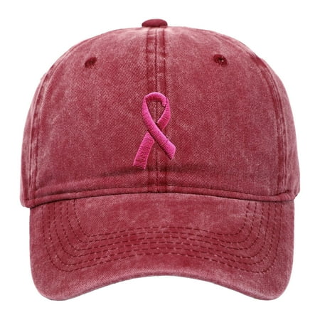 Hontri Baseball Cap Breast Cancer Hats for Women Embroidered Adjustable Breast Cancer Awareness Hat Breast Cancer Gifts for Woman Dad Hat Wine