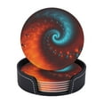 thumbnail image 1 of LNWH Coasters, Orange Swirl Fractal Leather Round Coasters Set of 6 for Kitchen Dining Room Living Room Bar - Tabletop Waterproof and Anti-scald, 1 of 8