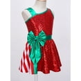 thumbnail image 5 of MSemis Christmas Elf Costume for Girls Sequins Figure Ice Skating Dance Ballet Leotard Tutu Dress Red 14, 5 of 7