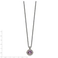 thumbnail image 2 of Solid 925 Sterling Silver 14k Yellow Gold Amethyst Purple February Gemstone Pendant Necklace Charm Chain - with Secure Lobster Lock Clasp 18", 2 of 3