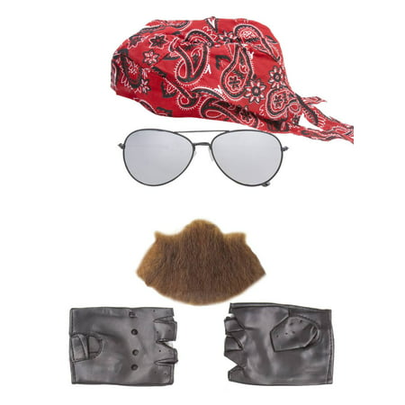 Tough Biker Moustache/Beard Costume Kit - Red + Chin (Best Chin Strap Beard)