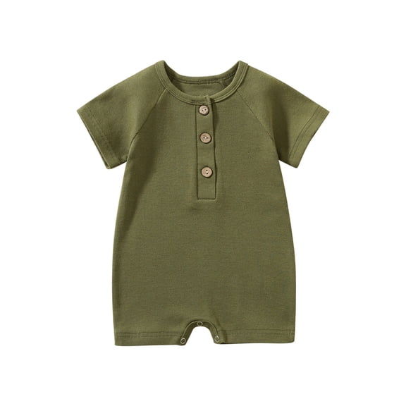 fheaev Newborn Baby Girl Boy Clothes Summer Outfits Infant Short Sleeve Romper Jumpsuit Cotton Linen Solid Color T-Shirt Bodysuit Bodysuit Cute Newborn Clothes for Girl