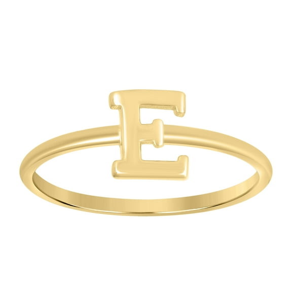 10kt Real Yellow Gold Womens Initial Alphabet E Ring