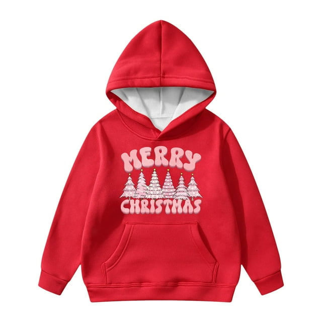 Sweat à Capuche pour Petites Filles, Fermeture Éclair, Taille 6, Imprimé Graphique, Manches Longues, Décontracté, Rouge, 3-4 Ans