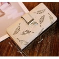 thumbnail image 4 of Women Hollow Out Leaf Long Clutch Purse Card Holder Bifold Leather Wallet, 4 of 8