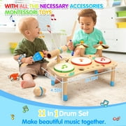 OATHX Wooden Drum Set for Toddlers Ages 1–6,Montessori Music Learning Toy, Birthday & Holiday Gift for Boys & Girls