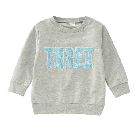 

Sweatshirts for Teens Pullover for Birthday Long Sleeve Letter Embroider Gift Tops Sweater Warm Fashion No Hooded Hoodies for Kids