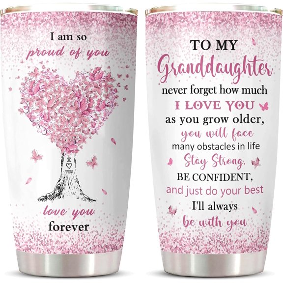 Granddaughter Gifts from Grandma, Granddaughter Gifts Tumbler, Great Gifts for Granddaughter, Granddaughter Birthday Graduation Gift from Grandparents, To My Granddaughter Coffee Cup 20oz 1PC