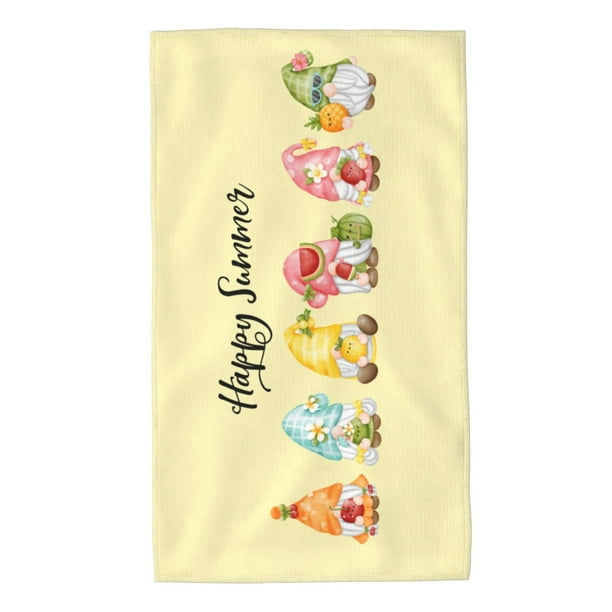 Balery Hello Summer Gnome Toalla de Microfibra Premium con Estampado – 27.5x16 pulgadas, Alta Absorción, Suave y Aterciopelada, Secado Rápido