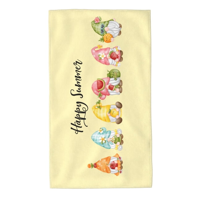 Fotbe Hello Summer Gnome Toalla Premium con Patrón, Toalla de Microfibra de Secado Rápido, Ligera y Altamente Absorbente (27.5x16in), Ideal para Uso Diario