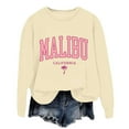 thumbnail image 6 of Womens Sweatshirts Malibu Letter Print Fall Crewneck Sweatshirt Relaxed Fit Basic Top Essential Casual Outfit Hoodies for Women Light Yellow M, 6 of 6