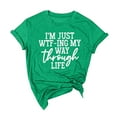 thumbnail image 4 of WREESH Womens Fashion T-Shirts Spring Summer Girls Plus Size Print Tees Short Sleeve Round Neck T Shirt Blouse Tops Pullover Green, 4 of 7