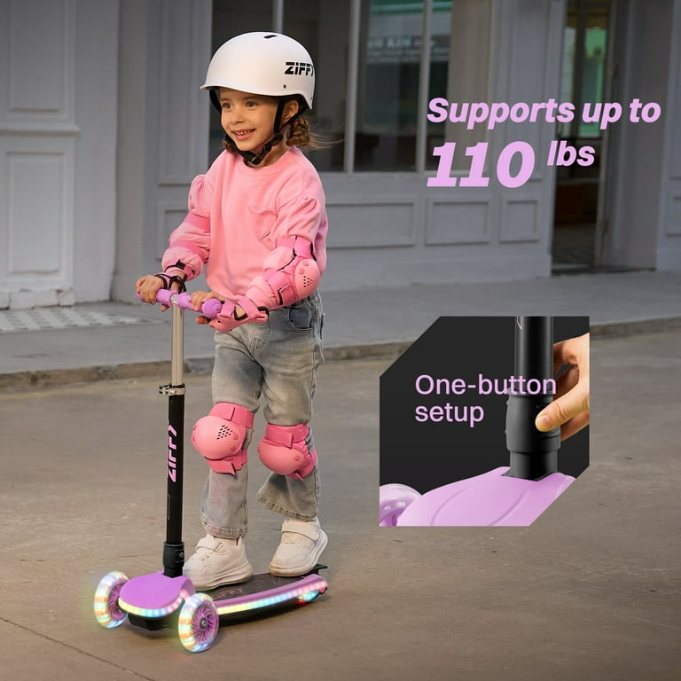 ZIFFY 3-Wheel Light-Up Kids Scooter, 4 Adjustable Height
