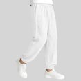 thumbnail image 3 of Niños pantalones niñas Color sólido suelto de ajuste casual deportivo cónico con bolsillos laterales cintura Niños niñas vestido pantalones, 3 of 7