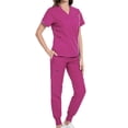 thumbnail image 1 of Conjunto de uniformes de enfermería con bolsillos, Tops con cuello en V, pantalones para correr, traje femenino, ropa de trabajo, trajes de trabajo de , XS Fernando  Uniforme de enfermera, 1 of 8