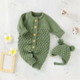 thumbnail image 4 of KAUOD Baby Boys Knit Jumpsuits with Hat New Born Crochet Button Front Rompers Outfits Soft Breathable Cotton Rompers, 4 of 9