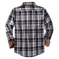 thumbnail image 3 of SPEEDRUN Mens Flannel Plaid Shirts Casual Button Down Flannel Plaid Shackets for Men Long Sleeve Casual Plaid Jackets with Hoodie Navy Brown XL, 3 of 7
