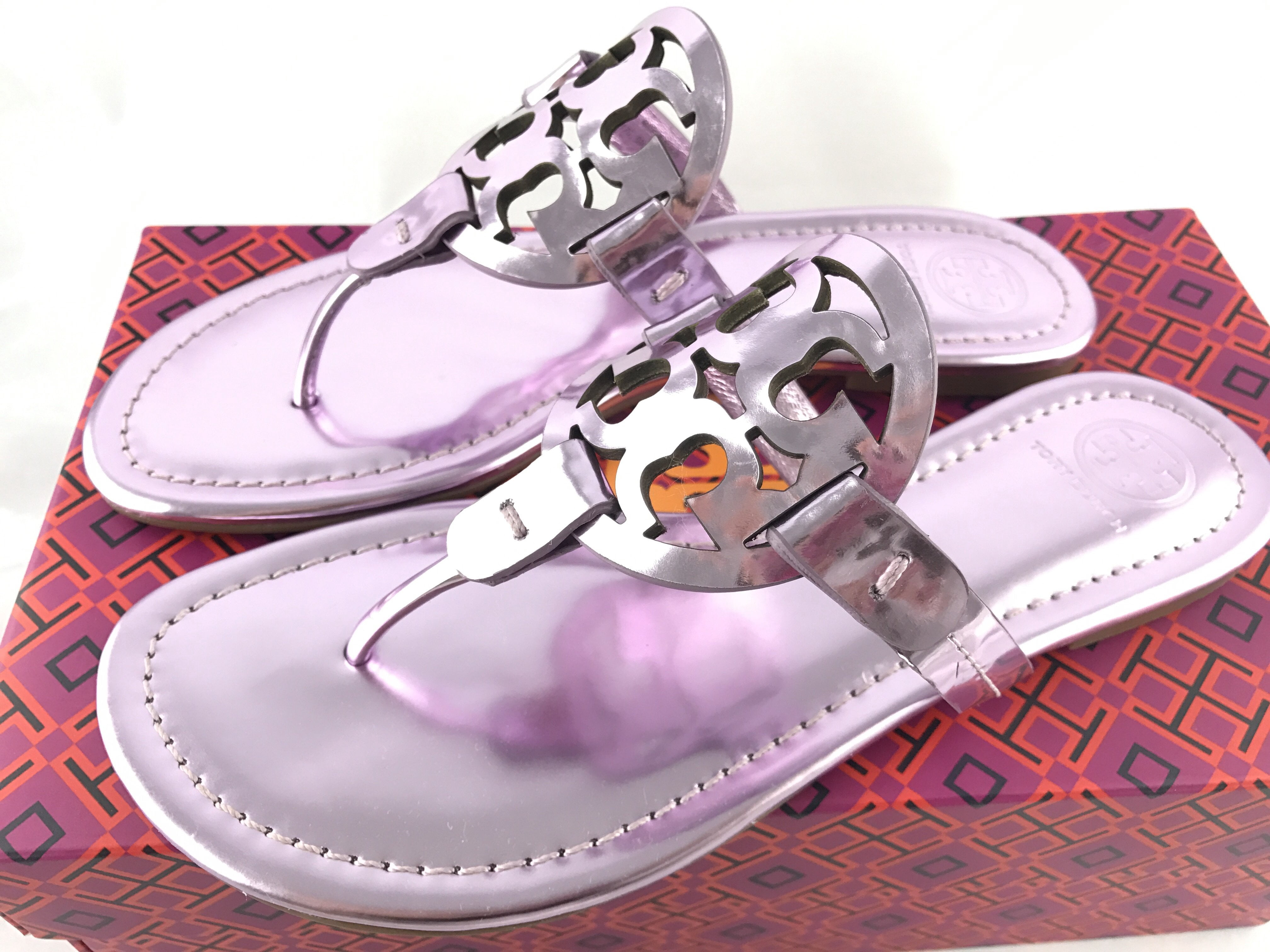 purple tory burch sandals