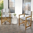 thumbnail image 2 of Cukor Classic Vintage Outdoor Acacia Wood Folding Director Chair with Canvas Seat, White/Black Stripe/Teak Brown (Set of 2), 2 of 9