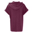 thumbnail image 4 of Tittly T Shirts for Women V Neck T Shirts Women's Solid Color Hooded Buttoned Loose Short Sleeved T Shirt Fashionable Casual Top Basic Tees Tshirts Shirts Red M, 4 of 8
