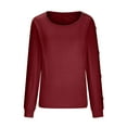 thumbnail image 6 of HAiming Women's Fall Winter Crewneck Shirts Solid Color Long Sleeve Button Tops Plus Size Casual Loose Pullover Blouse, 6 of 8